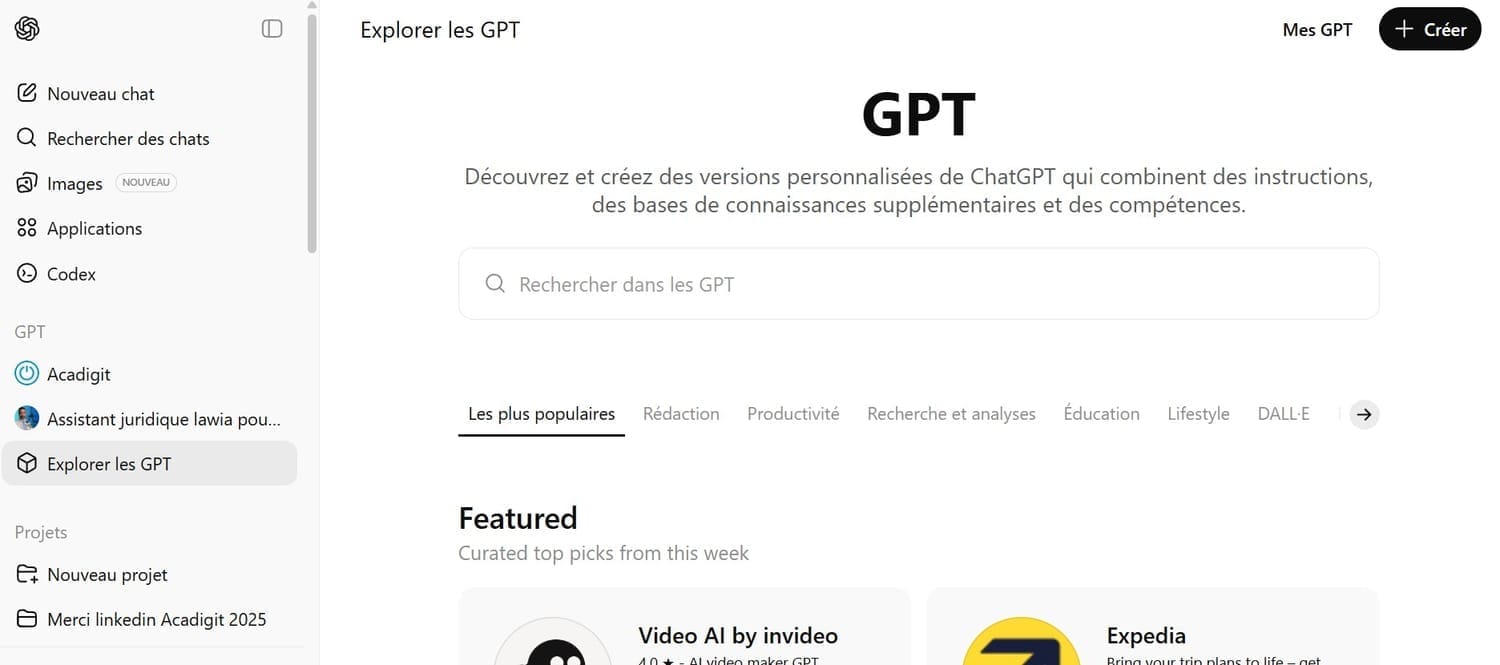 Deuxième étape de création d’un GPT personnalisé