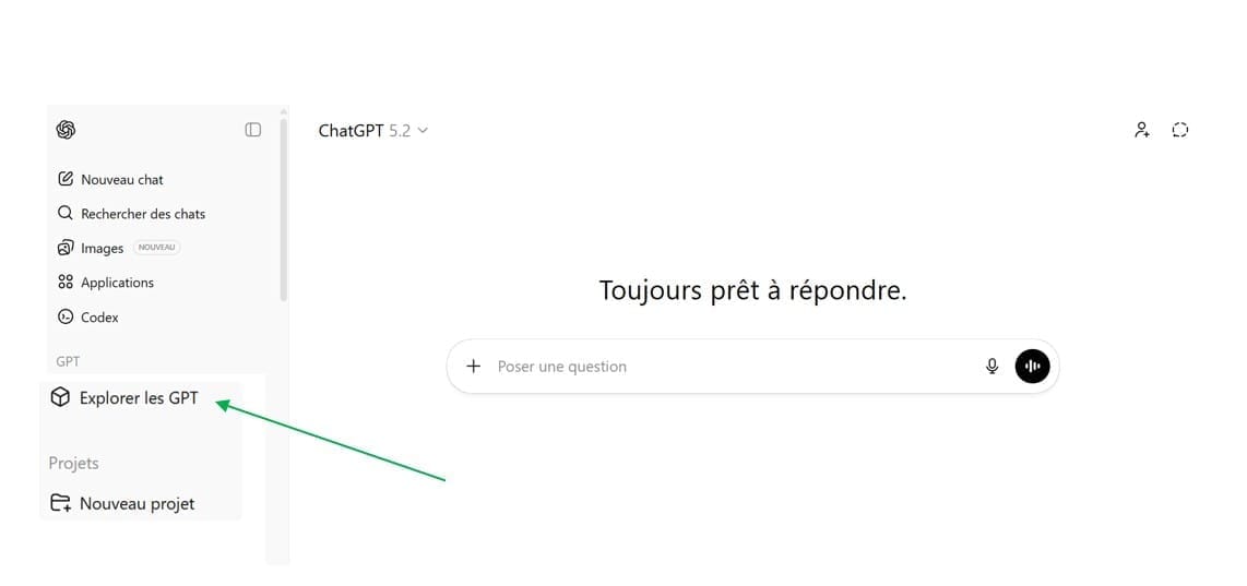 Accès à l’espace d’exploration des GPT